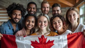 Canadian_multi_culture_various_people_hold_a_Canadian flag