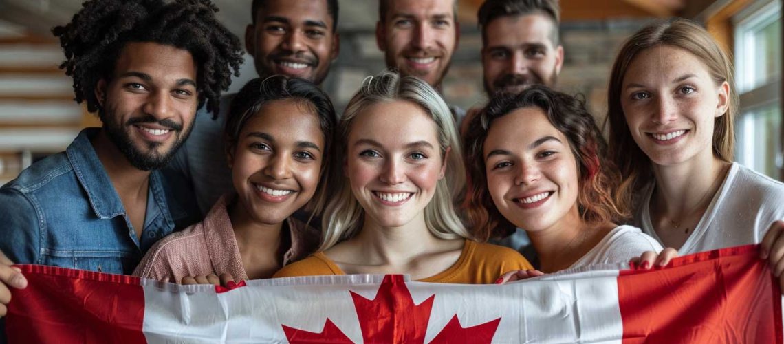 Canadian_multi_culture_various_people_hold_a_Canadian flag